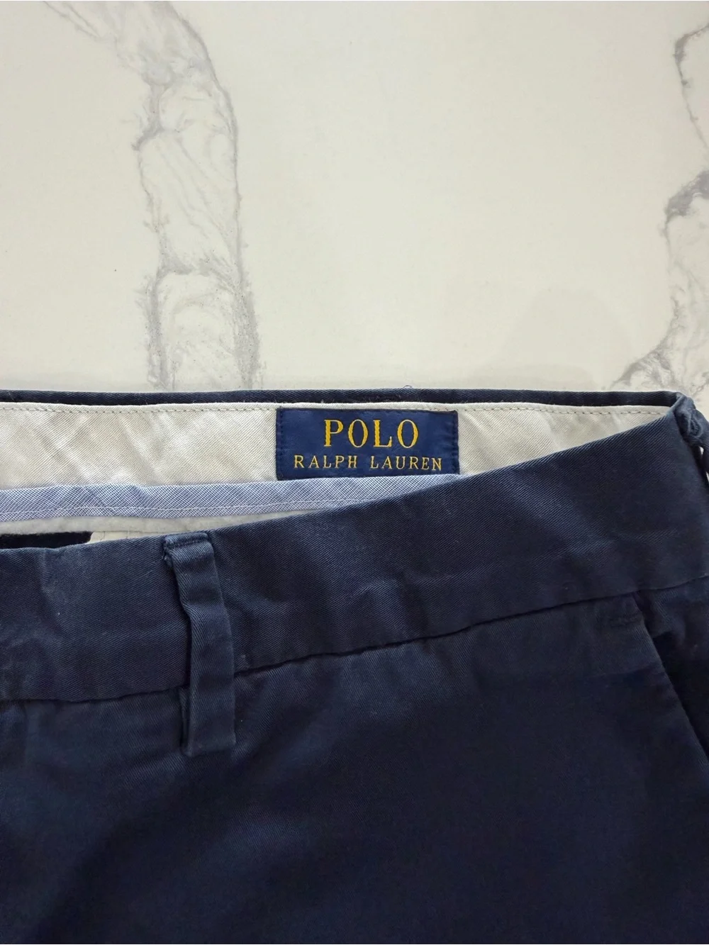 Polo Ralph Lauren Mens Chino Shorts Size 36 Navy Blue Flat Front 9” Inseam